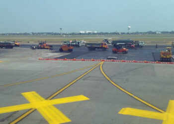 Des réparations sont en cours sur un des taxiway le plus important de l'aéroport de Suvarnabhumi à Bangkok © Le Journal de l'Aviation - tous droits réservés