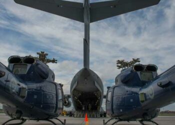 Les CH-146 ont été acheminés par un CC-177 Globemaster - © Aviation royale canadienne