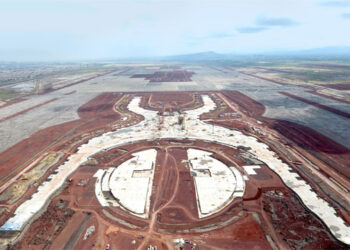 Les travaux de construction du nouvel aéroport international de la ville de Mexico (NAICM). Photo © GACM