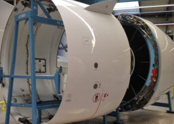 Les éléments d'une nacelle de LEAP-1A (sans l'entrée d'air). Photo © Safran Nacelles