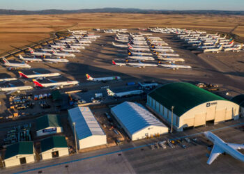 La zone de stockage de TARMAC Aerosave à Teruel (Espagne). Photo © TARMAC Aerosave