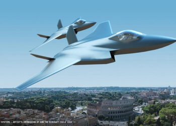 Vue d'artiste du GCAP dans le ciel de Rome. Image © BAE Systems