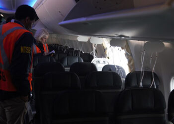 Photo prise sur le Boeing 737-9 d'Alaska